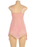 Now Pink Flower Decoration Loose Comfortable Open Front Babydoll