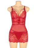Sexy Lace Tight Adjustable Shoulder Straps Black & Red Babydoll