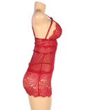 Sexy Lace Tight Adjustable Shoulder Straps Black & Red Babydoll