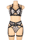 Leopard Print Bra Set with Detachable Garter Belt