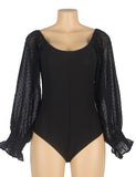 One-piece Black Off Shoulder Long Sleeve Fashion Bodysuit