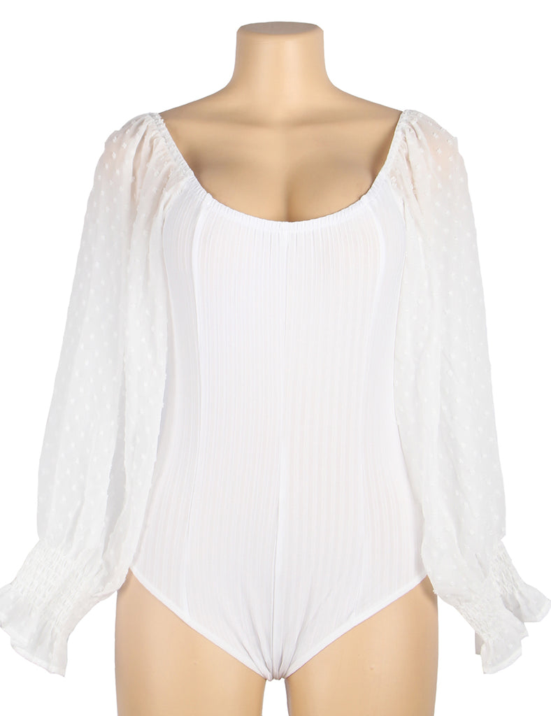 One-piece Black Off Shoulder Long Sleeve Fashion Bodysuit
