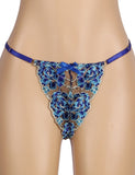 Blue Floral Lace Underwire Garter Bra Set