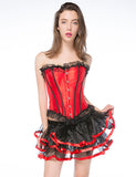 Steel Bones Black Lace Red Corset
