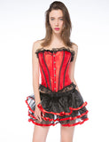 Steel Bones Black Lace Red Corset