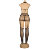New Black Sexy Diamond Fishnet Bodystocking with Gloves