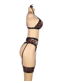 Leopard Egypt Print Sexy Garter Bra Set