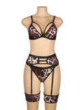Leopard Egypt Print Sexy Garter Bra Set