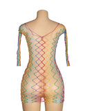 Colorful Long Sleeve Fishnet Bodystocking
