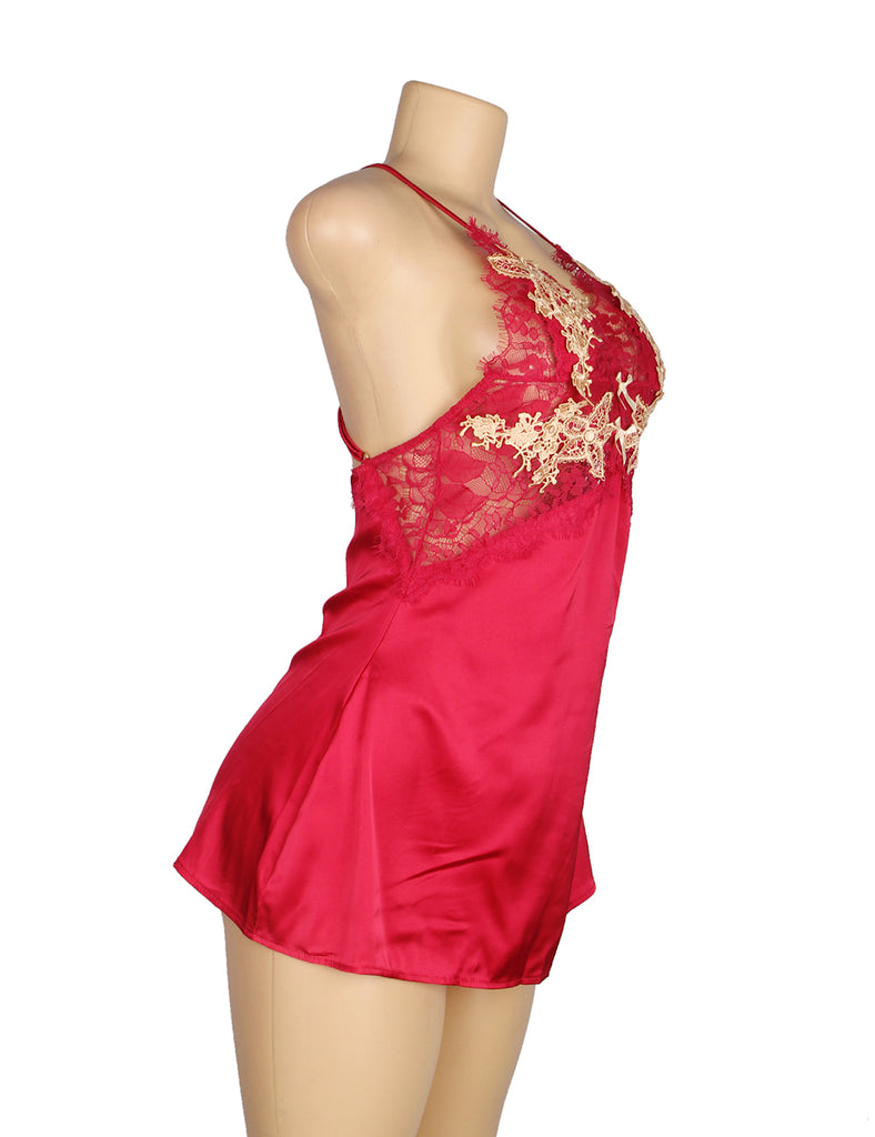 Sexy Floral Decoration Crossing Straps for Back Babydoll