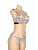 Black Floral Lace Underwire White Bra Set