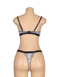Black Floral Lace Underwire White Bra Set