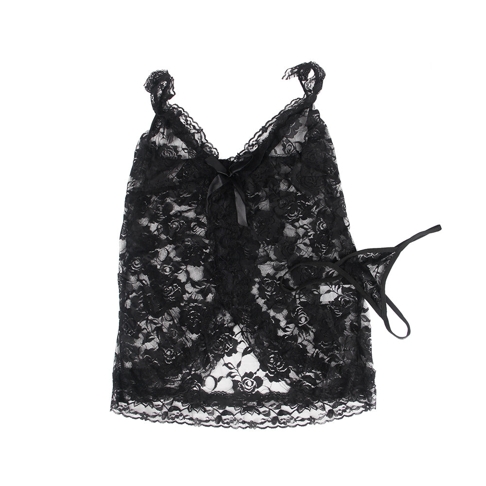 Black Floral Lace Ladylove Babydoll