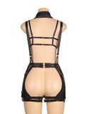 Black Mesh Bra Top Zipper Front Backless Dress Sexy Costume