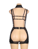 Black Mesh Bra Top Zipper Front Backless Dress Sexy Costume