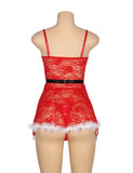 New Christmas Sexy Floral Babydoll with Garter Belt