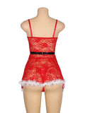 Christmas Sexy Floral Babydoll with Garter Belt