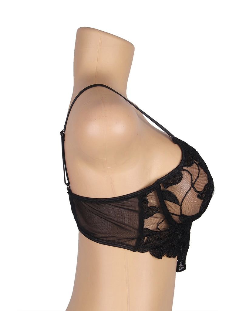 Black Floral Lace Underwire Bra Egypt