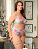 Floral Embroidery Underwire Garter Lingerie Set