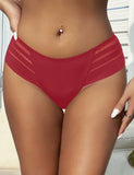 Red Transparent Stripe Mesh Sexy Panties