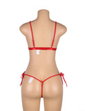 Red Hollow Out Bow-Knot Bra Set with Wristband