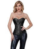 Black off Shoulder 12 Pieces Plastic Bones Corsets With Panties