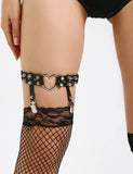 Leather Adjustable Stud Punk Leg Loop Garter Clip
