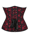 Red off Shoulder 12 Pieces Plastic Bones Corsets With Panties