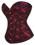 Red off Shoulder 12 Pieces Plastic Bones Corsets With Panties