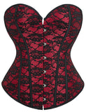 Red off Shoulder 12 Pieces Plastic Bones Corsets With Panties