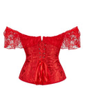 off Shoulder 12 Pieces Plastic Bones Lace Corsets with Panties