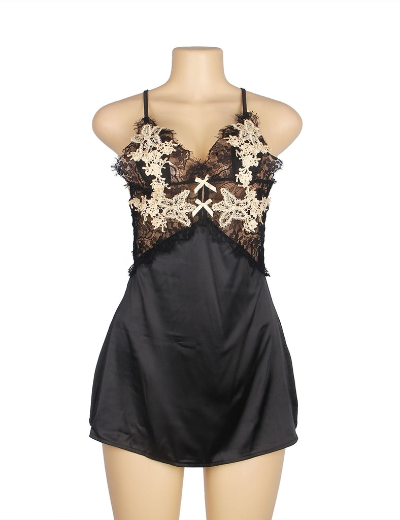 Sexy Floral Decoration Crossing Straps for Back Babydoll