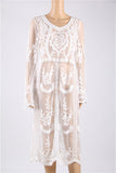 New Long White Lace Floral Sumber Beach Dress
