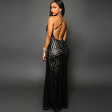 Striped Sequins Nude Long Dress