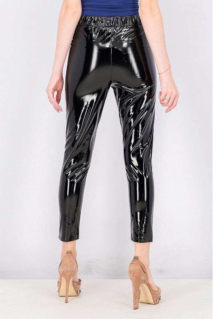 Topshop Women's Shinny Vinyl Legging Egypt, Black