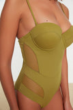 Oil Green Tulle Detailed Swimsuit