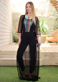 Black elegant water proof swimsuit & beach cover