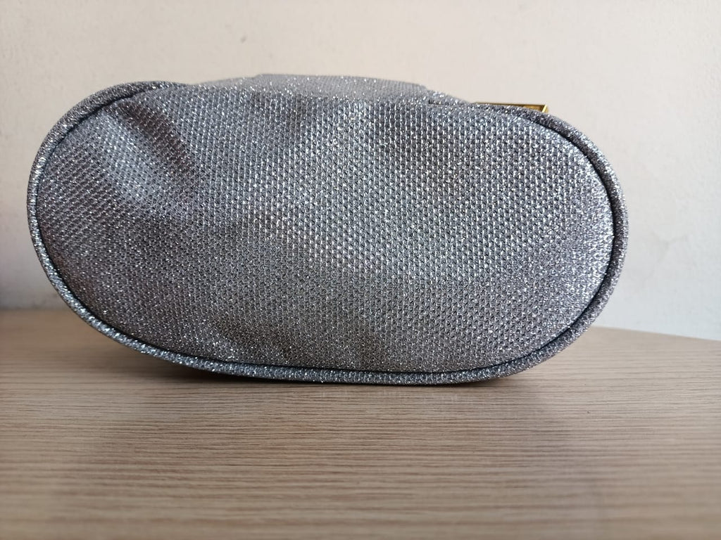 Silver glitter makeup bag