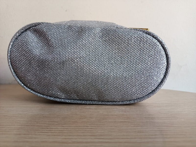 Silver glitter makeup bag