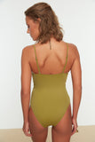 Oil Green Tulle Detailed Swimsuit
