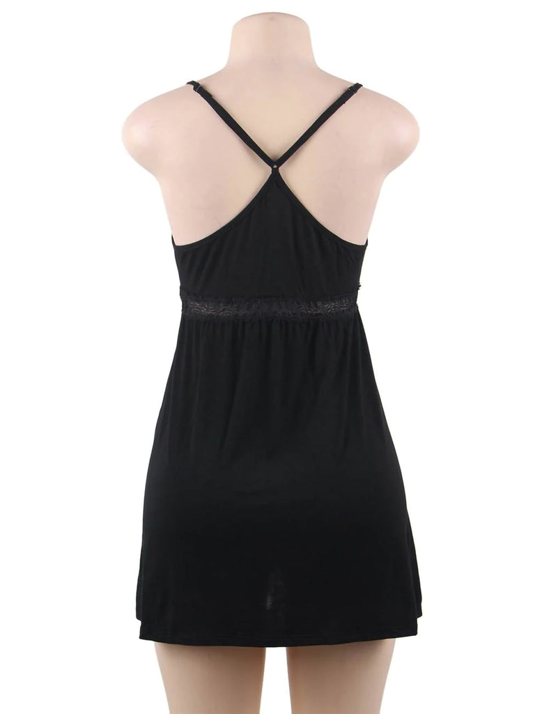 Stretchy Deep V-neck Modal Nightdress with G String