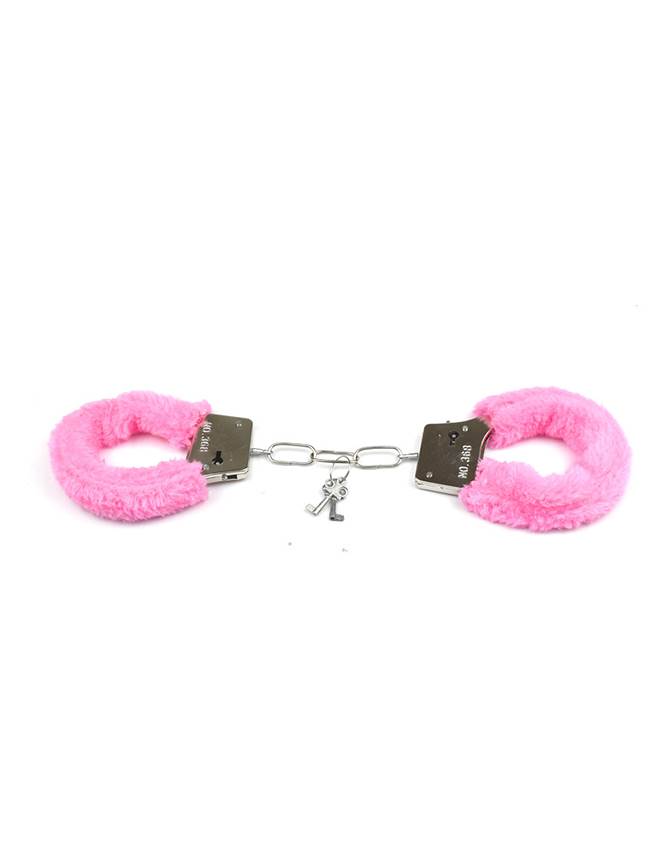 Pink & Red & Black Adult Soft Steel Fuzzy Furry Cuffs Working Metal Handcuffs