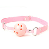 Red & Pink & Black Soft Open Breathable Leather Mouth Ball Gag SM