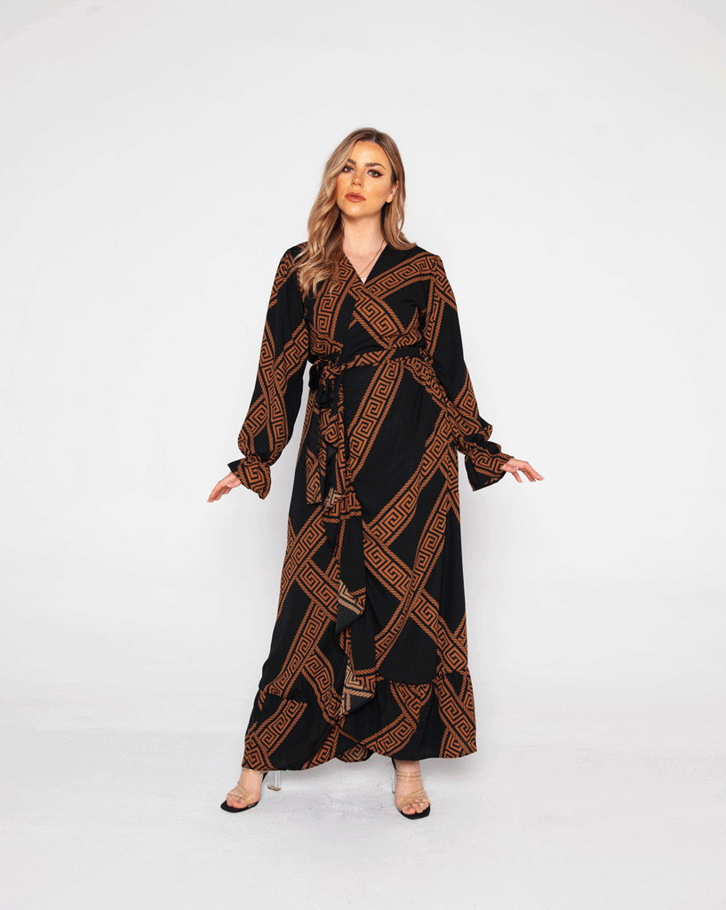 Trendy  Long Brown Dress