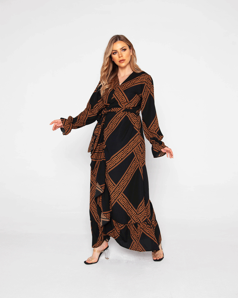 Trendy  Long Brown Dress