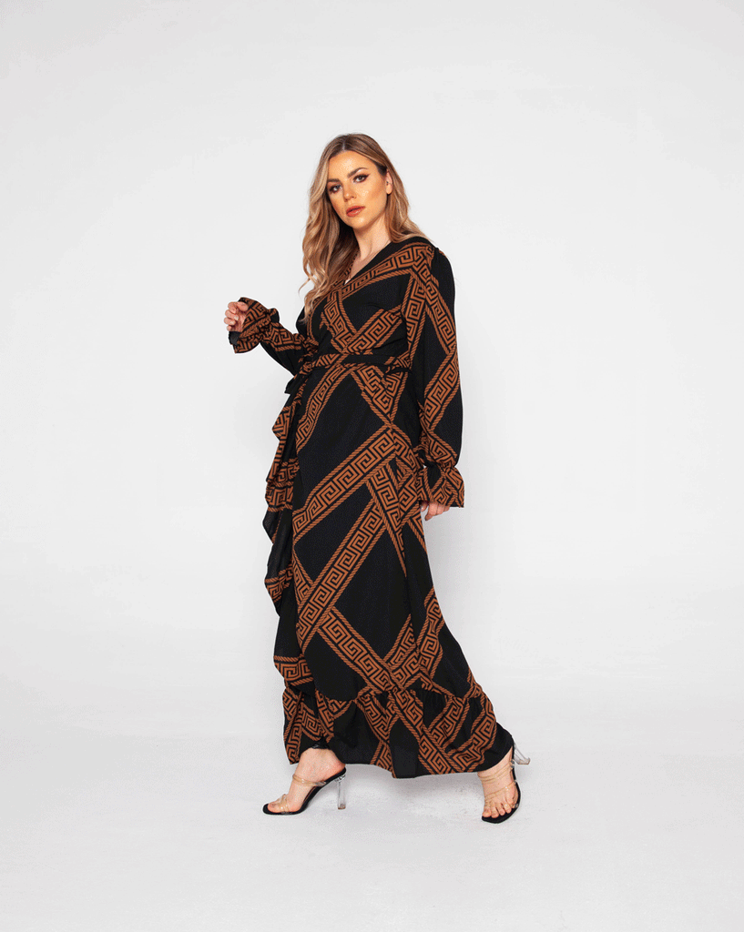 Trendy  Long Brown Dress