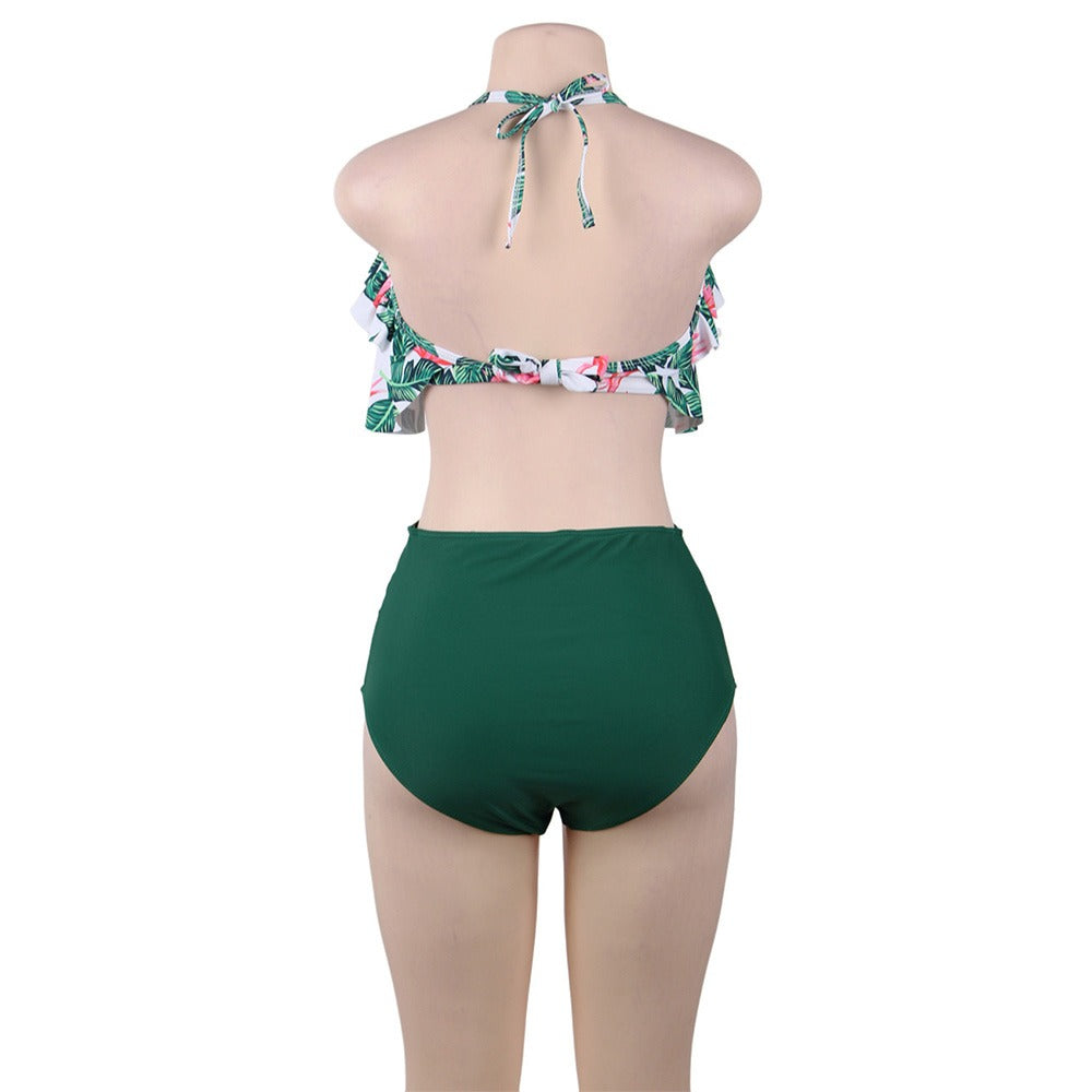 High Waist Fruit Print Sexy Ruffled Bikini Set