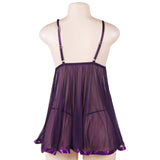 Sexy Rhinestone See-through Dark Purple Plus Size Nightdress Egypt