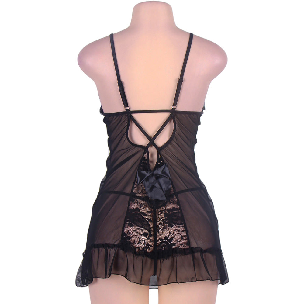 Floral Lace Croch Back Babydoll