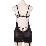 Plus Size Black Lace Lingerie Halter Slips With Thong